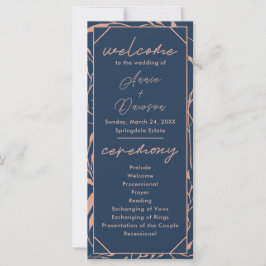 Programa de Casamento Rosa Dourado e Azul Marinho