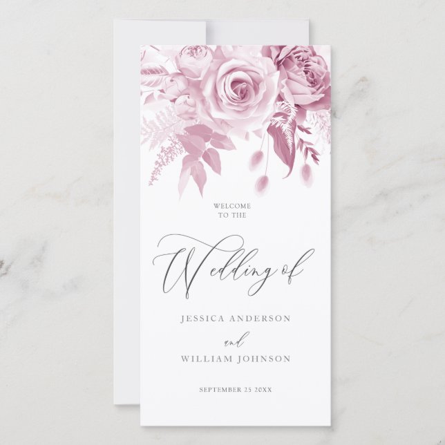 Programa de Casamento Rosa Dusty, Designer de Tend (Frente)