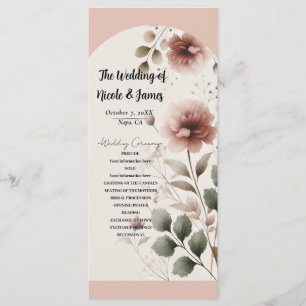 Programa de Casamento Rosa Floral Verde Deserto