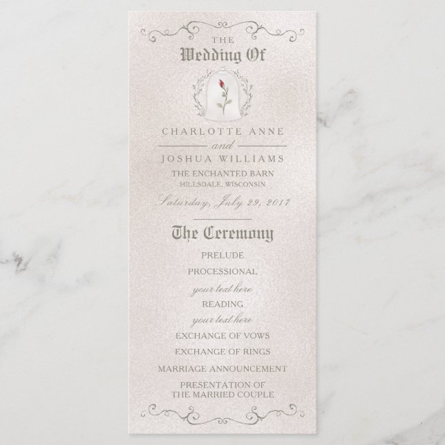 PROGRAMA DE CASAMENTO | Rosa vermelha Elegante de  (Frente)