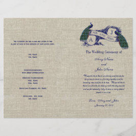 Programa de Casamento Russo Burlap Linen Peacocks