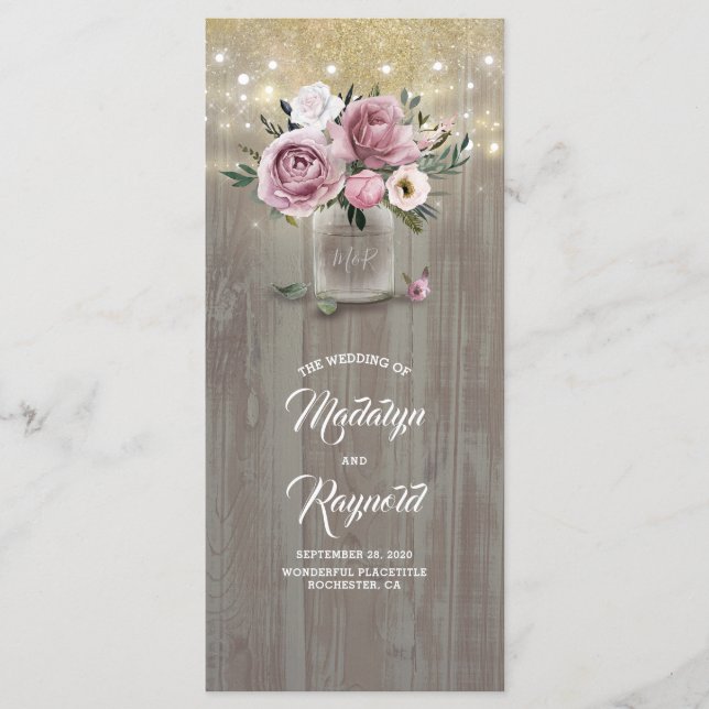 Programa de Casamento Russo Dusty Rosa Floral Maso (Frente)