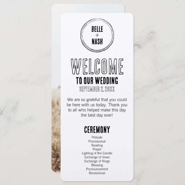 Programa de Casamento Rustic Boho Barn com Foto (Frente/Verso)