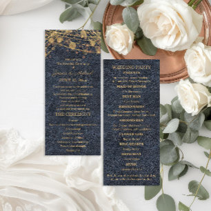 Programa de Casamento Rustic Glam Azul Dourado