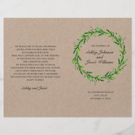 Programa de casamento rústico. Botânica verde coun