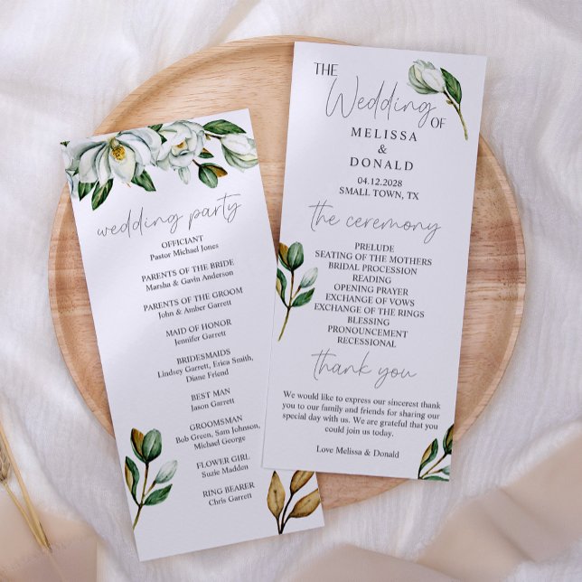 Programa de Casamento Rústico Floral Magnólia Bran (Criador carregado)