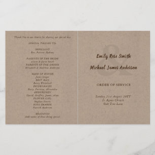 Programa de Casamento Rústico Ordem de Serviço Vis