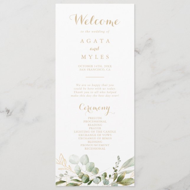 Programa de Casamento Sage Greenery Eucalipto Dour (Frente)