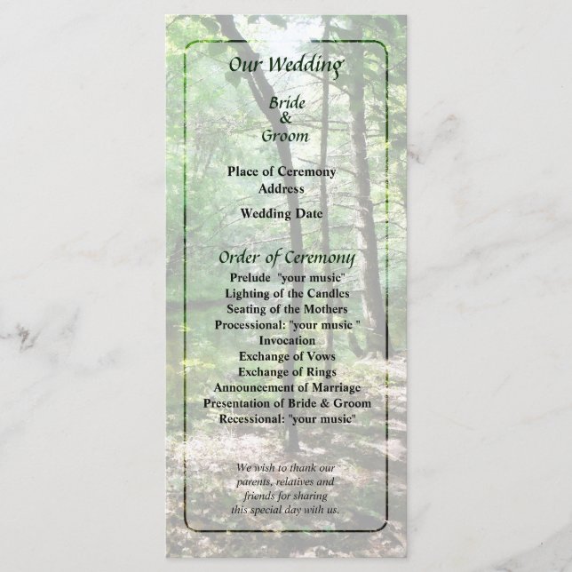 Programa de Casamento Shady Woods (Frente)