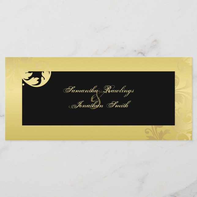 Programa de Casamento - Shimmer Floral Preto e Dou (Frente)