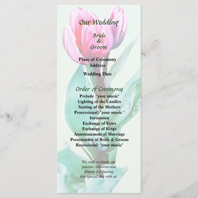 Programa de Casamento Shy Little Tulip (Frente)