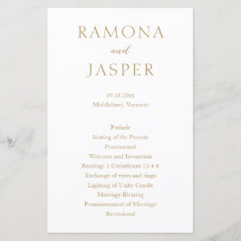 Programa de Casamento Simples Dourado Moderno e Ou