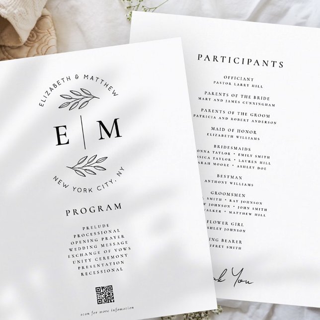 Programa de Casamento Simples Elegante Moderno Min (Criador carregado)