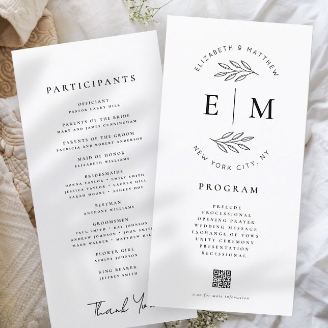 Programa de Casamento Simples Elegante Moderno Min (Criador carregado)