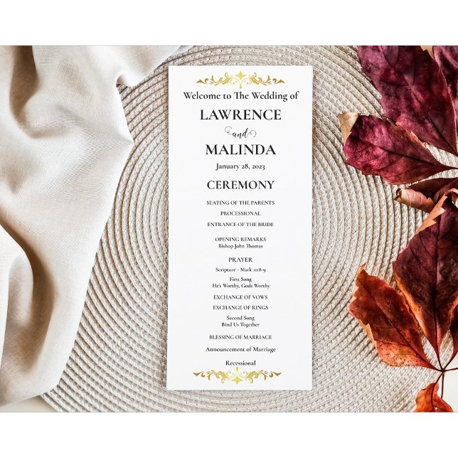Programa de Casamento Simples Elegante Monograma D (Criador carregado)