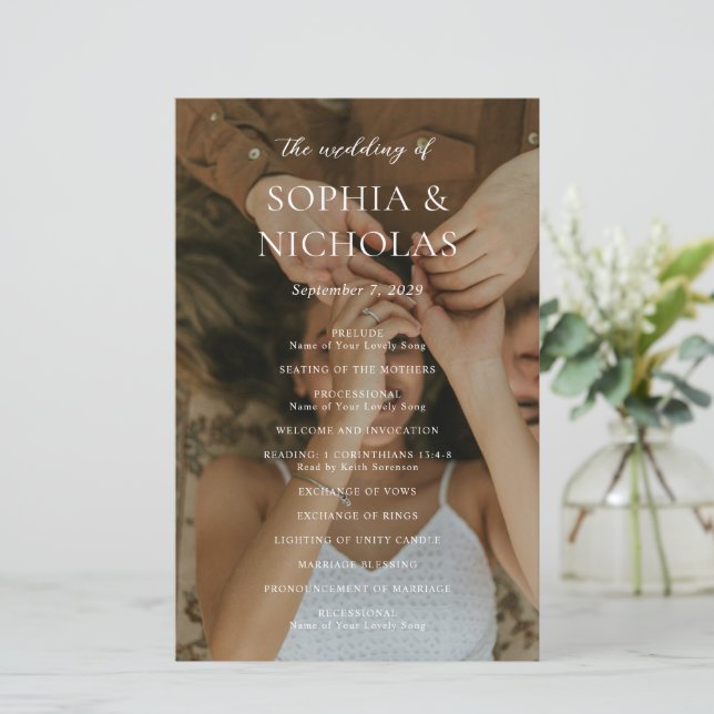 Programa de Casamento Simples em Preto e Branco (Em pé/Frente)