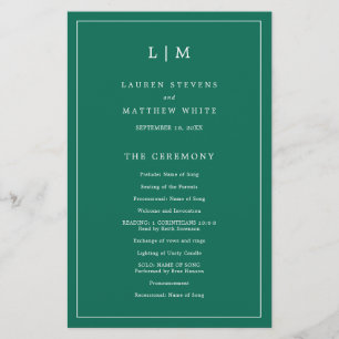 Programa de Casamento Simples Esmeralda Verde Eleg