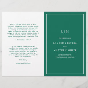 Programa de Casamento Simples Esmeralda Verde Eleg