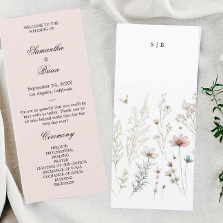 Programa de casamento simples Floral Boho verão