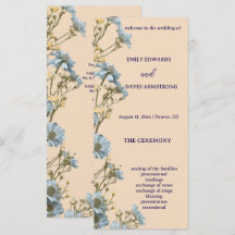 Programa de Casamento Simples Floral Moderno