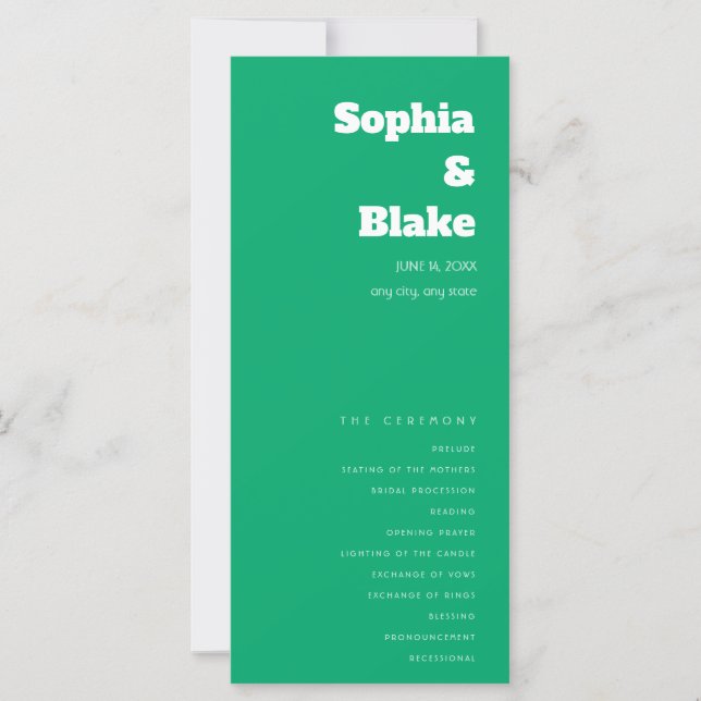 Programa de Casamento Simples Minimalista em Jade  (Frente)