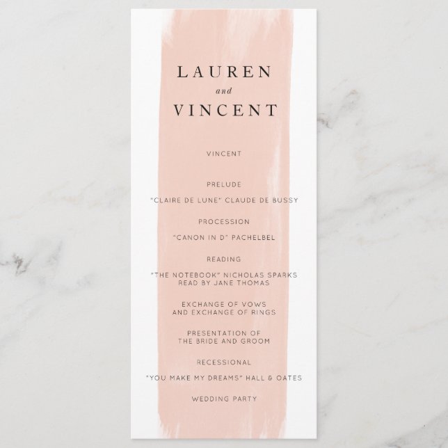 Programa de Casamento Simples por Aquarela (Frente)