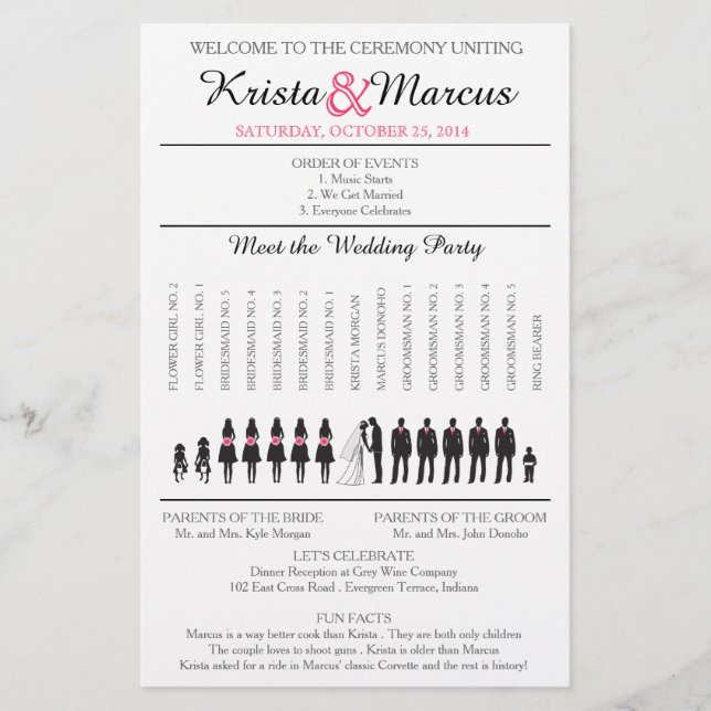 Programa de Casamento Simples Silhouettes Flyer-3 (Frente)