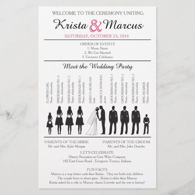 Programa de Casamento Simples Silhouettes Flyer-3R (Frente)