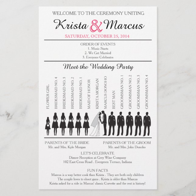 Programa de Casamento Simples Silhouettes Flyer-4 (Frente)