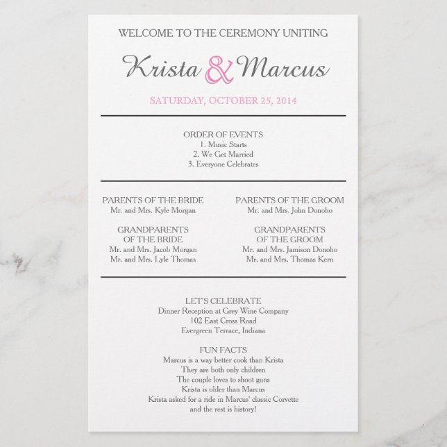 Programa de Casamento Simples Silhouettes Flyer-CA (Frente)