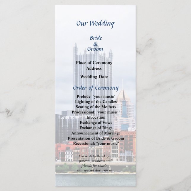 Programa de Casamento Skyline da PA de Pittsburgh (Frente)