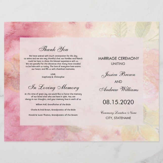 Programa de Casamento Sonho Romântico (Frente)