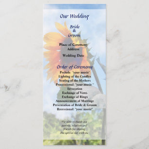 Programa de Casamento Sunflower Against the Skyr