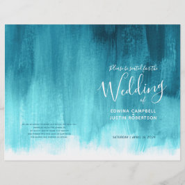 Programa de casamento Teal aqua abstrato art