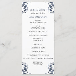 Programa de Casamento tema damasco azul marinho