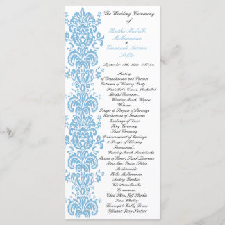 Programa de Casamento tema damasco Azul Placado co