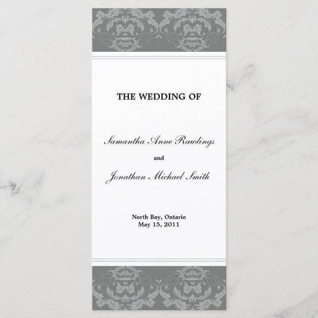 Programa de casamento tema damasco - Casamento de  (Frente)