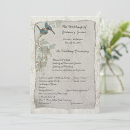 Programa de Casamento tema damasco de Aves Teais V