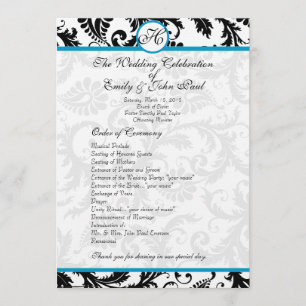 Programa de Casamento tema damasco Preto de Trim A