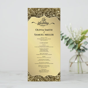 Programa de Casamento tema damasco Real Dourado