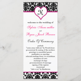 programa de casamento tema damasco rosa monograma