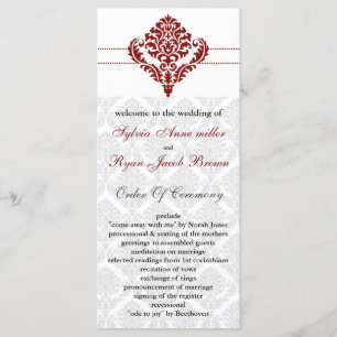 programa de casamento tema damasco vermelho