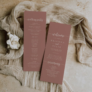Programa de Casamento Terracotta de Caligrafia Min