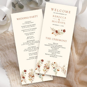 Programa de Casamento Terracotta Floral Wildflower