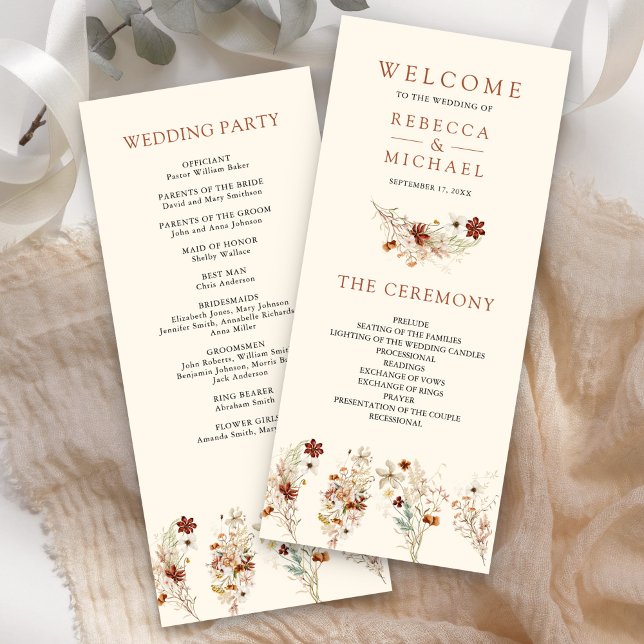 Programa de Casamento Terracotta Floral Wildflower (Criador carregado)