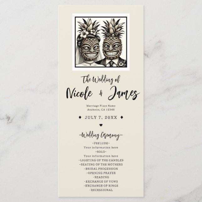 Programa de Casamento Tiki Abacaxi Bride & Groom A (Frente)