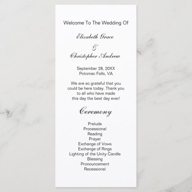 Programa de Casamento Tradicional Clássico Preto e (Frente)