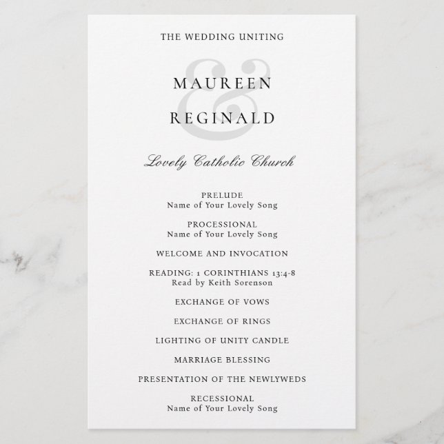 Programa de Casamento Tradicional Elegante (Frente)