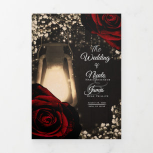 Programa de Casamento Trefólio Lanterna Rústica Ro