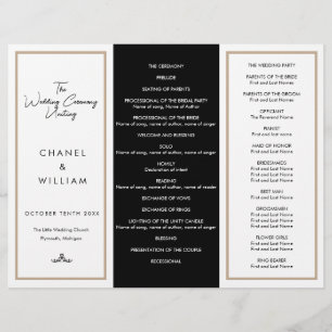 Programa de casamento Tri-Fold inspirado na Chanel
